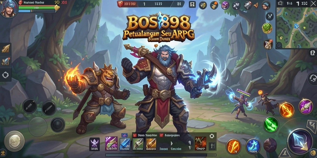 Screenshot menunjukkan aksi pertarungan seru dalam game ARPG BOS898.
