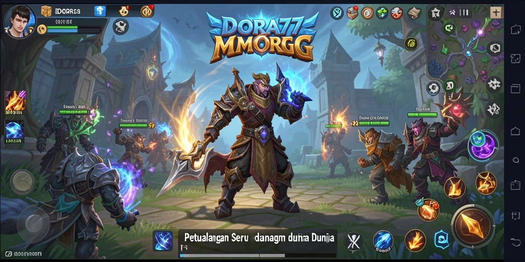 Tampilan gameplay epik dalam DORA77 dengan aksi pertempuran yang intens.