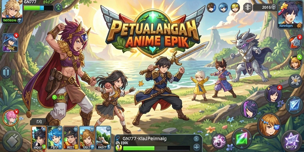 Screenshot gameplay GN777 menampilkan pertarungan karakter Anime yang seru.