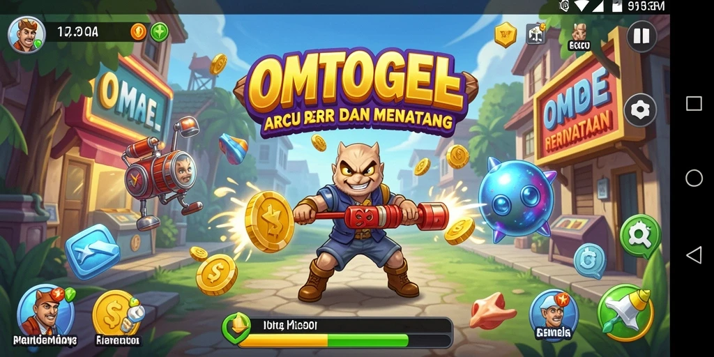 Tampilan seru gameplay OMTOGEL dengan rintangan menarik.