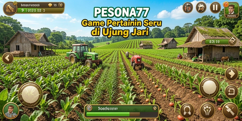 Screenshot PESONA77 menampilkan aktivitas pertanian yang menyenangkan.