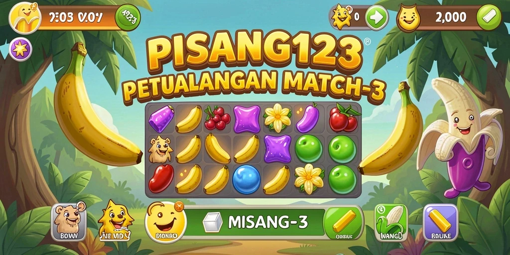 Screenshot gameplay PISANG123 yang menunjukkan aksi mencocokkan buah pisang.