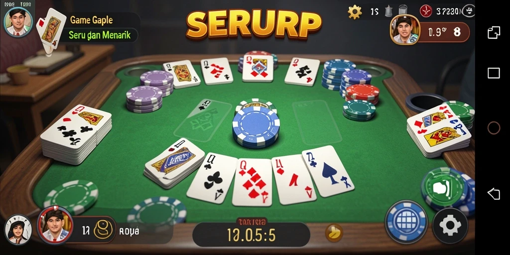 Tampilan gameplay SERURP yang mendebarkan saat bermain Gaple.