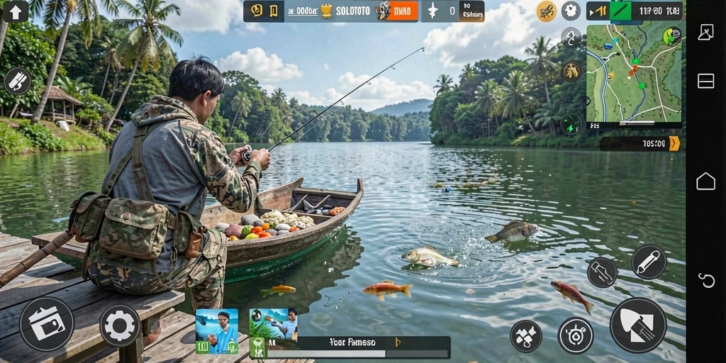 Gameplay SOLOTOTO yang memikat saat menangkap ikan di laut.